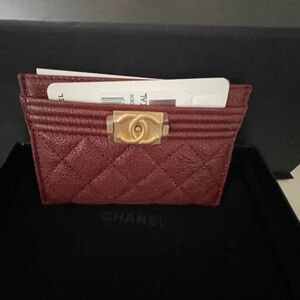 Chanel Quilted Card Holder - Burgundy
